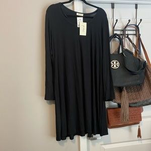 Long sleeve black skater dress